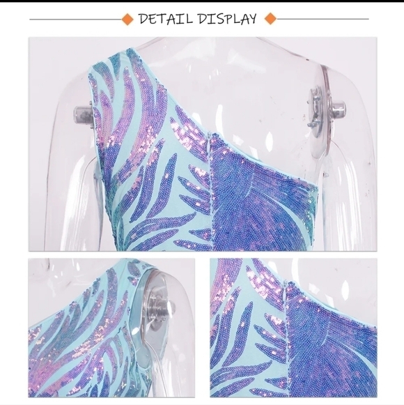 HOLOGRAPHIC PREMIUM BRAND AND QUALITY MERMAIDCORE SEQUINED MAXI DRESS - Picture 13 of 14